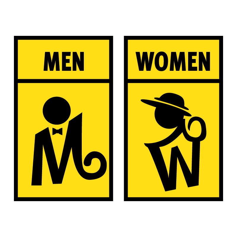 Men Women yellow signs