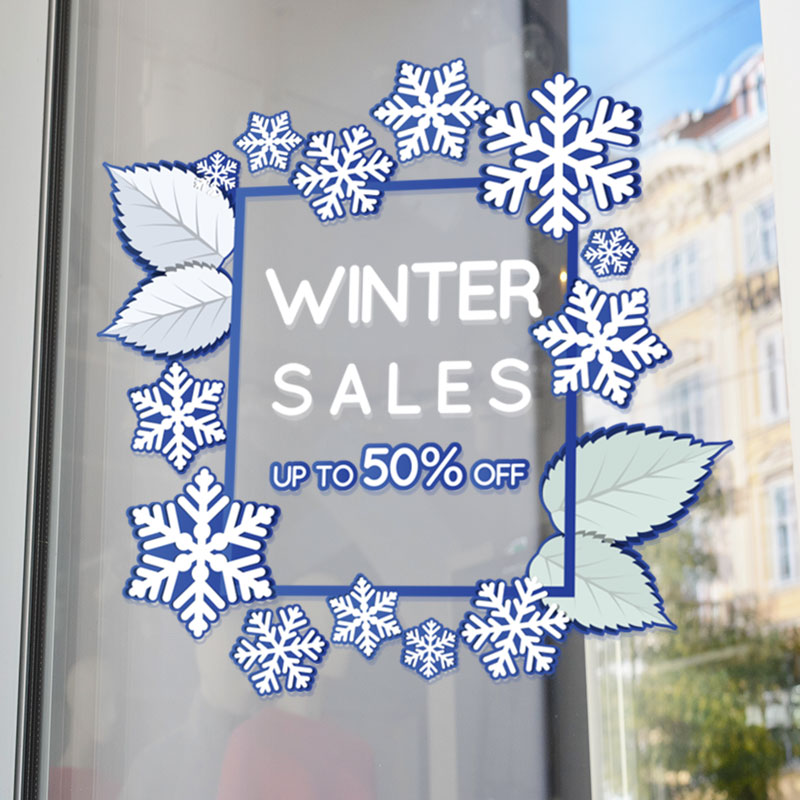 Winter Sales 50% Snowflakes Pattern