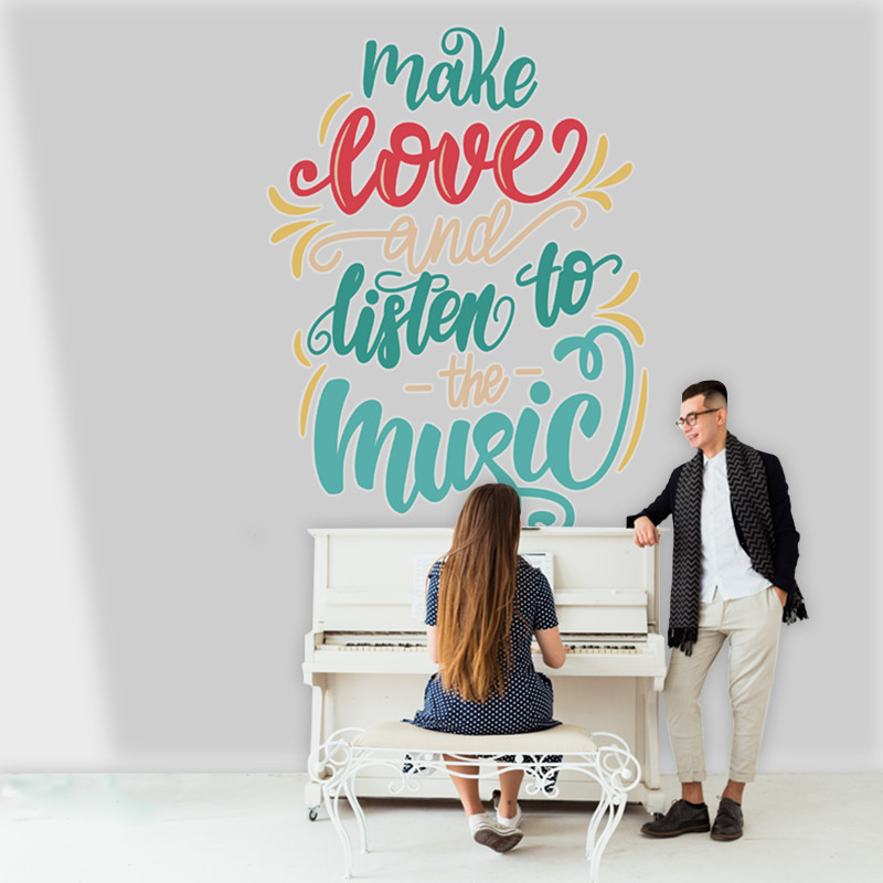 Αυτοκόλλητο Τοίχου - Make Love and Listen to the Music