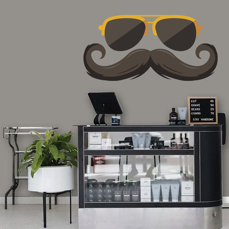 Αυτοκόλλητο Τοίχου -Mustache & Sunglasses
