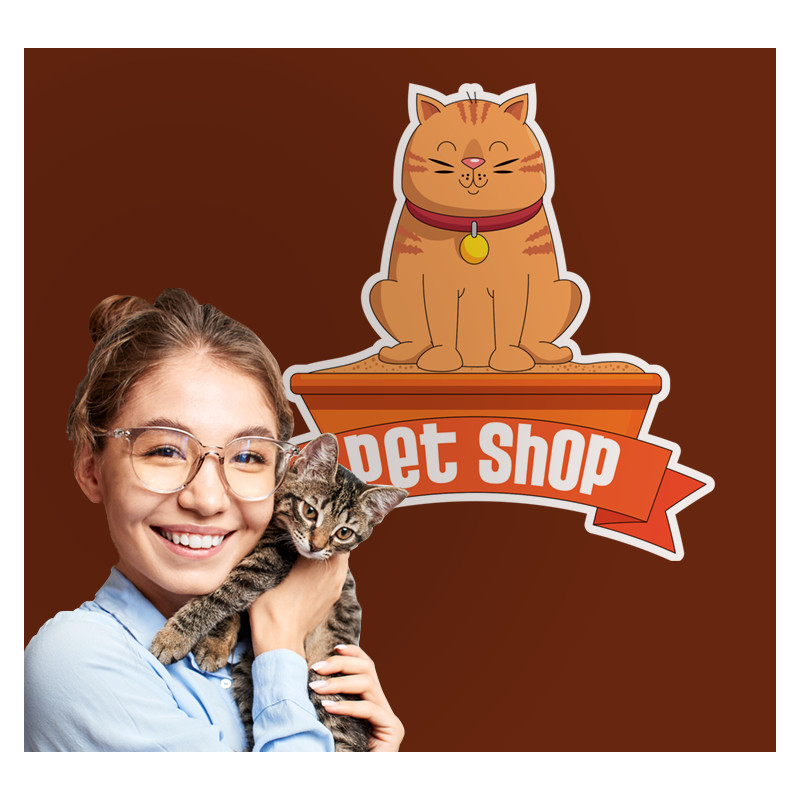 Αυτοκόλλητο Τοίχου - Pet Shop Γάτα