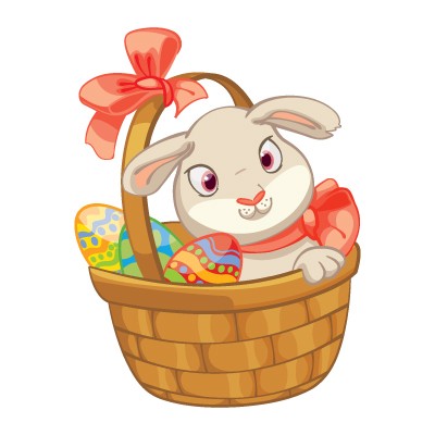 Basket with bunnies