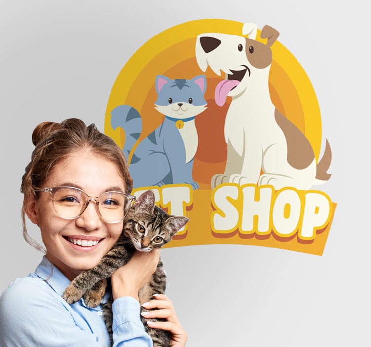 Αυτοκόλλητο Τοίχου - Pet Shop Dog and Cat