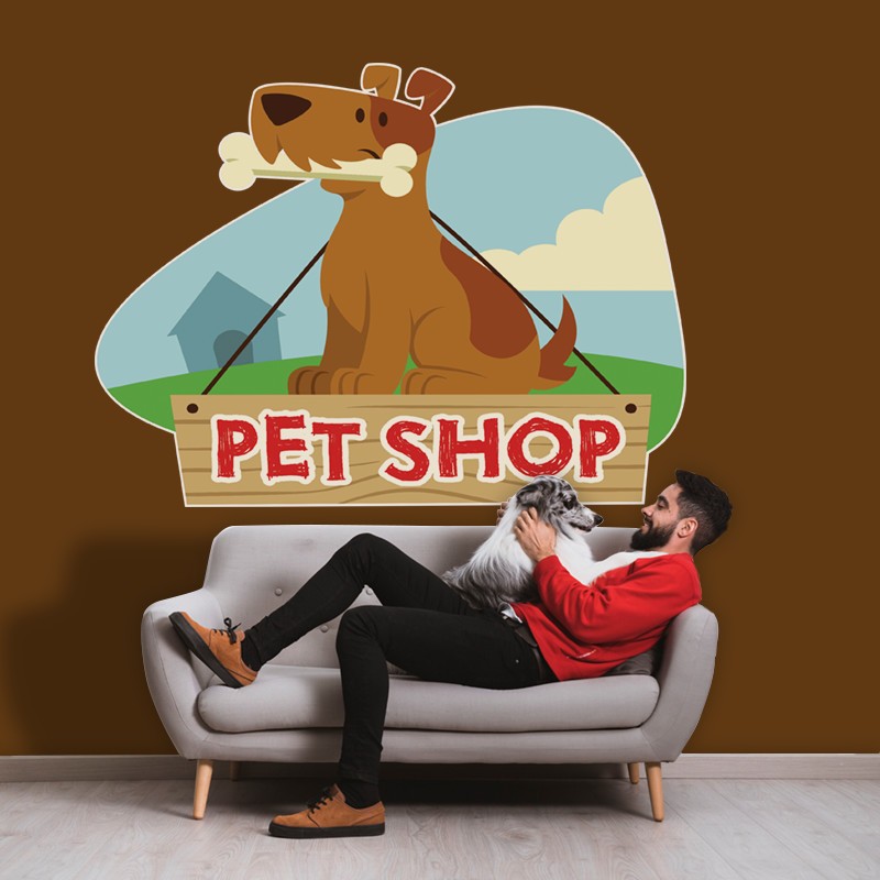 Αυτοκόλλητο Τοίχου - Pet Shop Πινακίδα