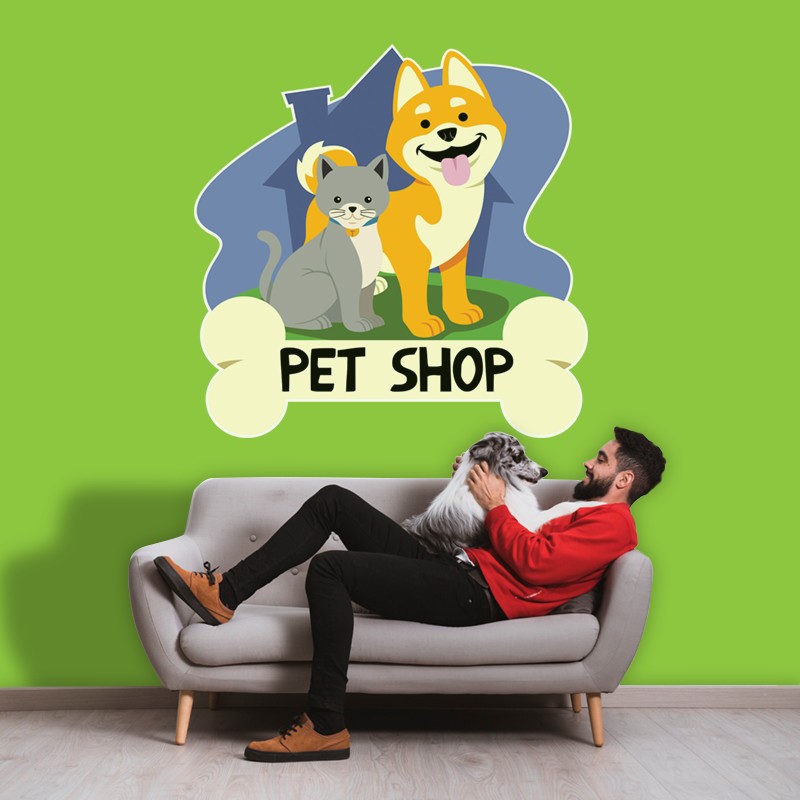 Αυτοκόλλητο Τοίχου - Pet Shop, Έτοιμοι για Βόλτα