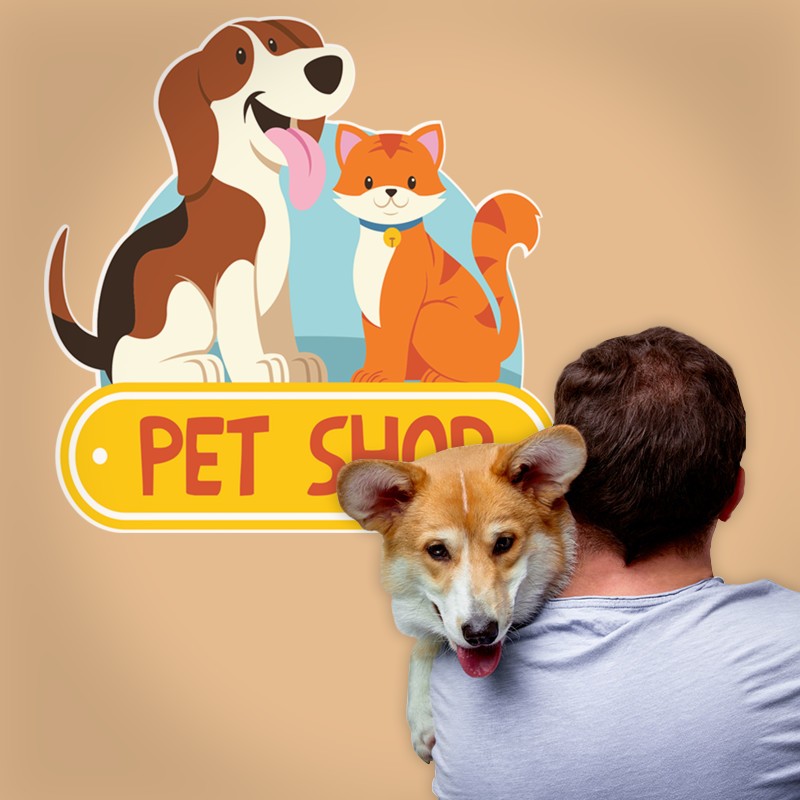 Αυτοκόλλητο Τοίχου - Κτηνιατρική Αγορά/Pet Shop