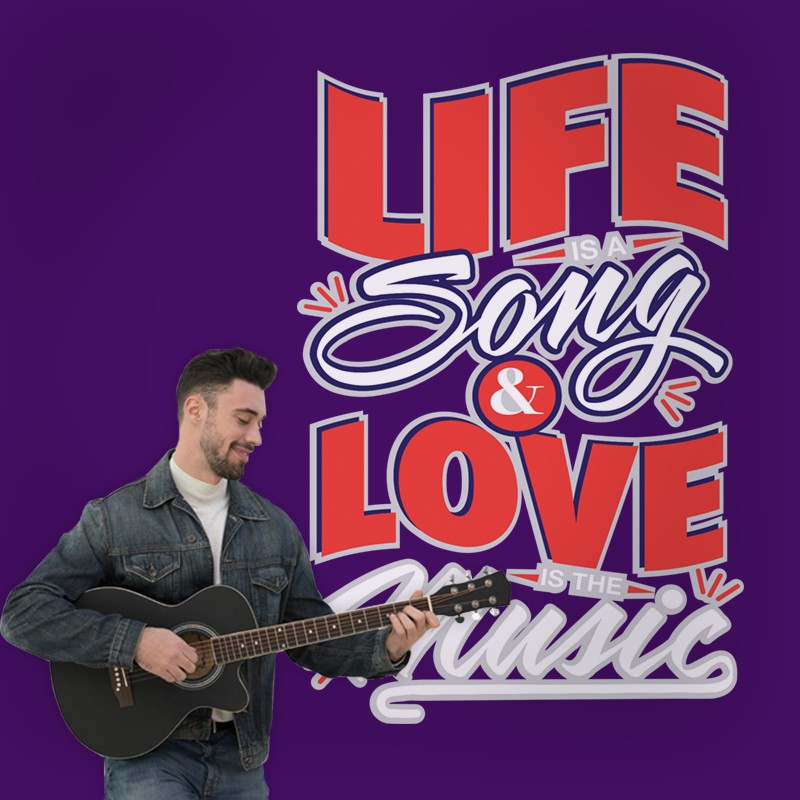 Αυτοκόλλητο Τοίχου - Life, Song & Love