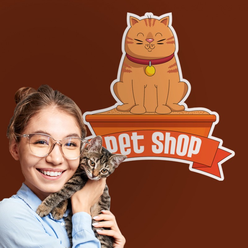 Αυτοκόλλητο Τοίχου - Pet Shop Γάτα