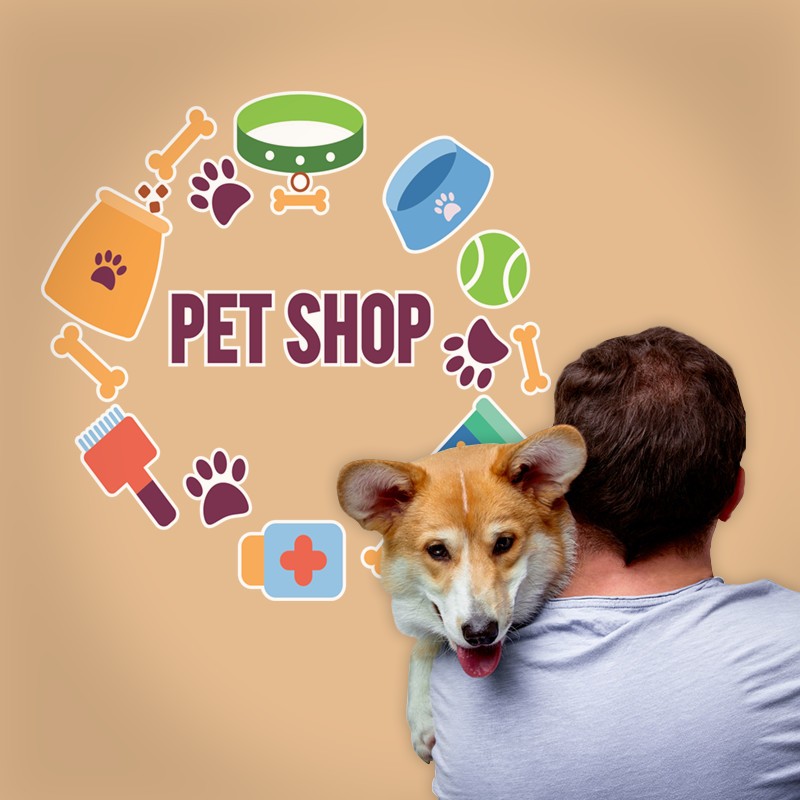 Αυτοκόλλητο Τοίχου - Pet Shop Αντικείμενα